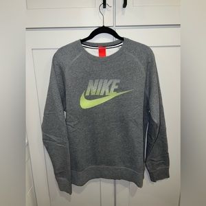 Men’s Nike Medium Grey Sweatshirt Neon Logo Graphic Excellent Condition